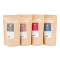 Smagspakke, mellem og mørk risteprofil, 4 x 100 gram, hele kaffebønner, økologisk