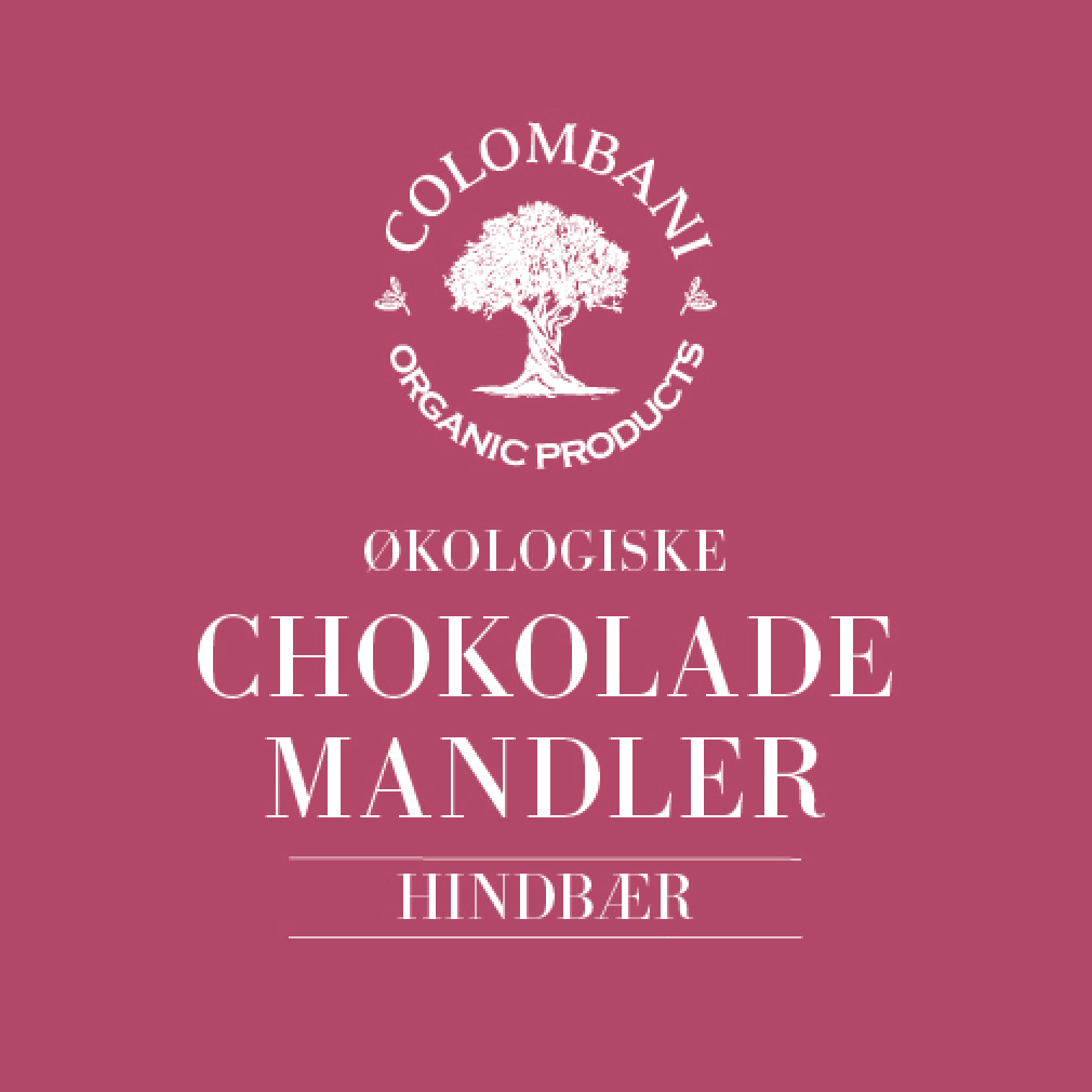 Mandler med chokolade og hindbær, 500 gram, økologisk