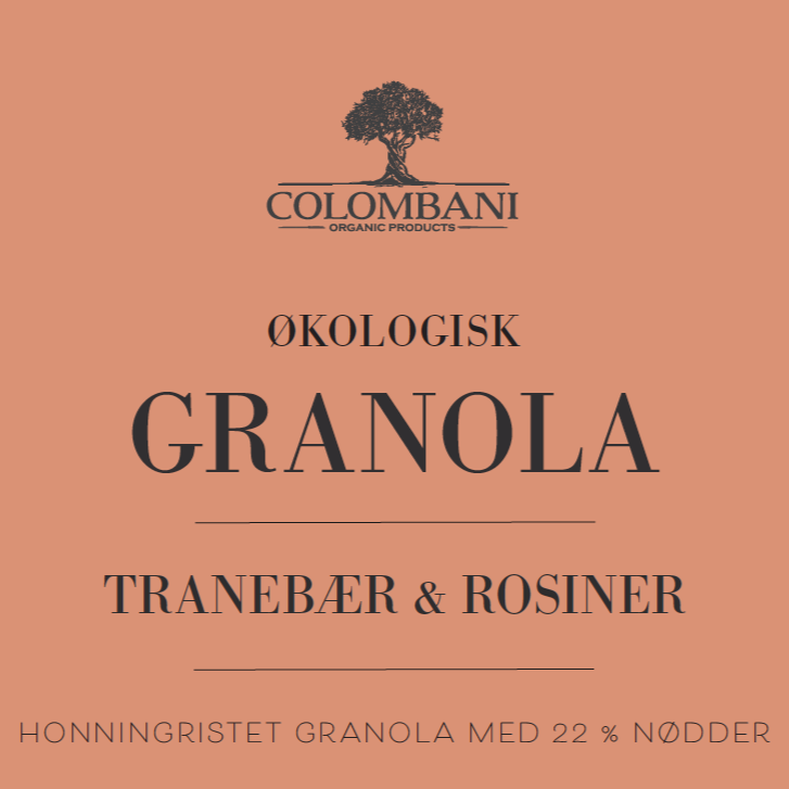 Økologiske granola med tranebær og rosiner - Colombani.dk