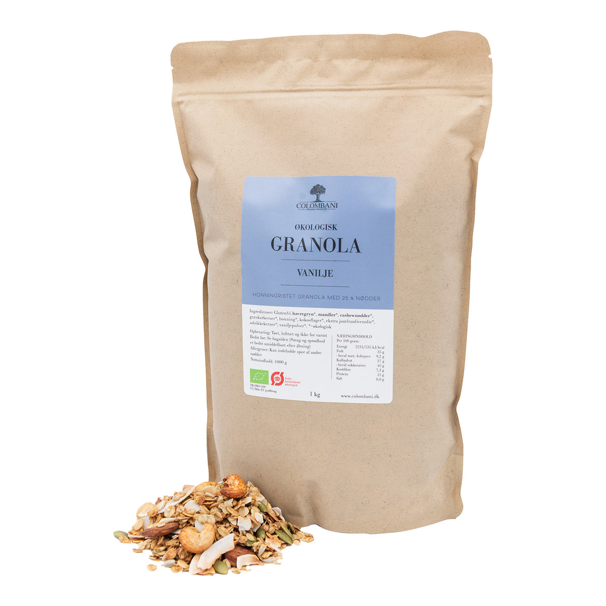 Granola, 1 kg, økologisk (Vanilje)