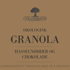 Økologiske granola med hasselnødder og chokolade - Colombani.dk