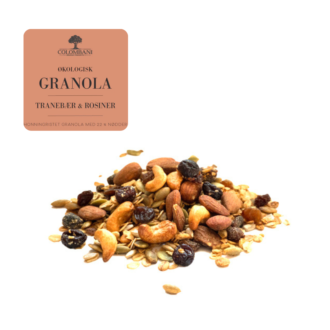 Granola, 1 kg, økologisk (Tranebær & rosiner)